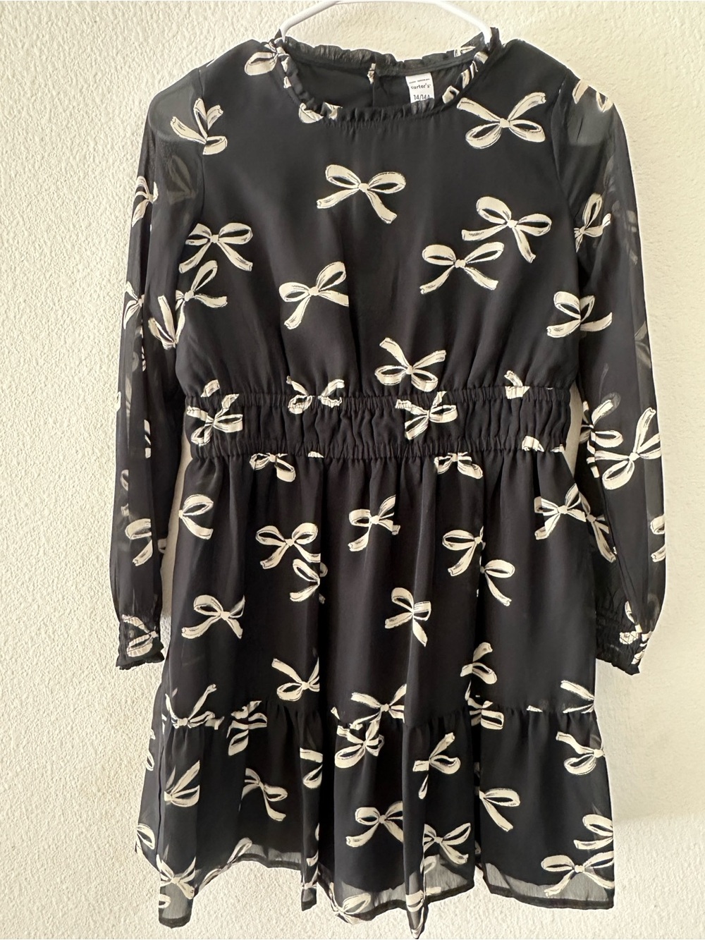 Carter's Black Dress with Cream Bow Print